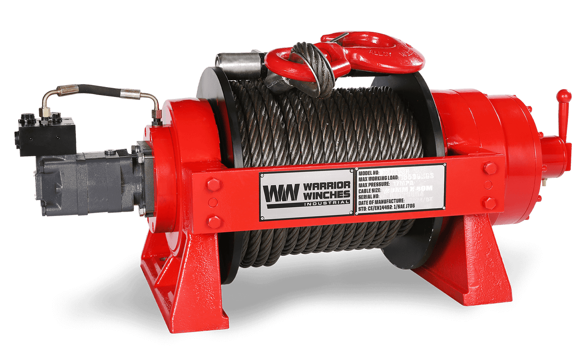 JR13 29,700lb (13.5 Ton) Industrial Hydraulic Winch - Steel Rope
