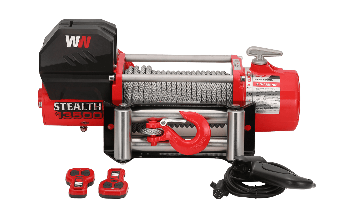 Stealth 13,500lb Electric Winch - 12v Steel Rope