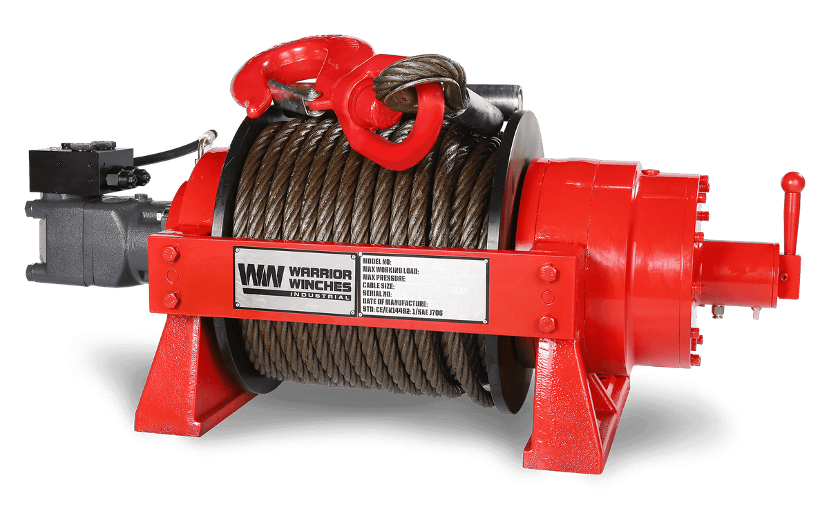 JR15 33,000lb (15 Ton) Industrial Hydraulic Winch - Steel Rope