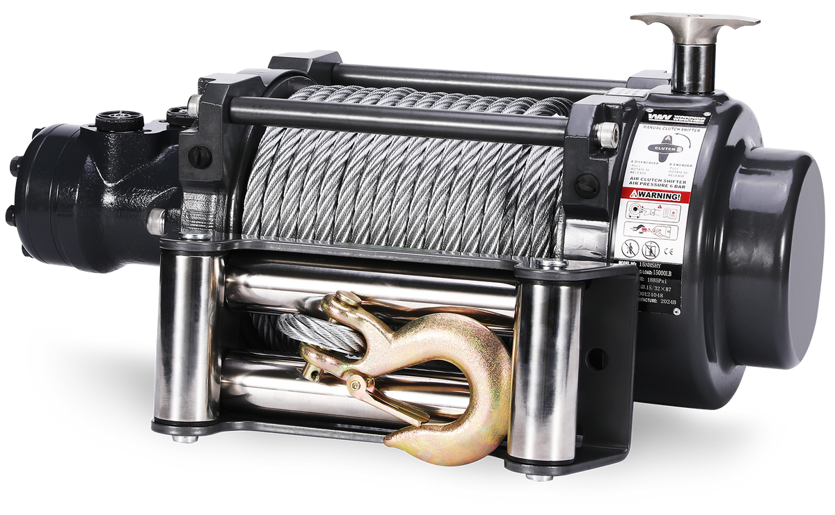 NH 15,000lb Industrial Hydraulic Winch - Steel Rope