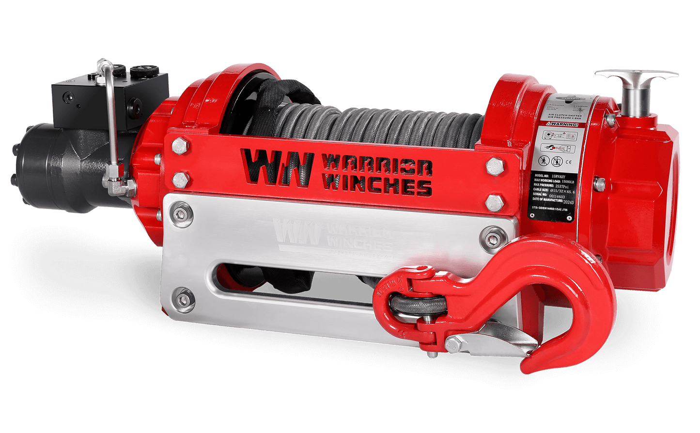 RV15 15,000lb (6.8 Ton) Industrial Hydraulic Winch - Synthetic Rope