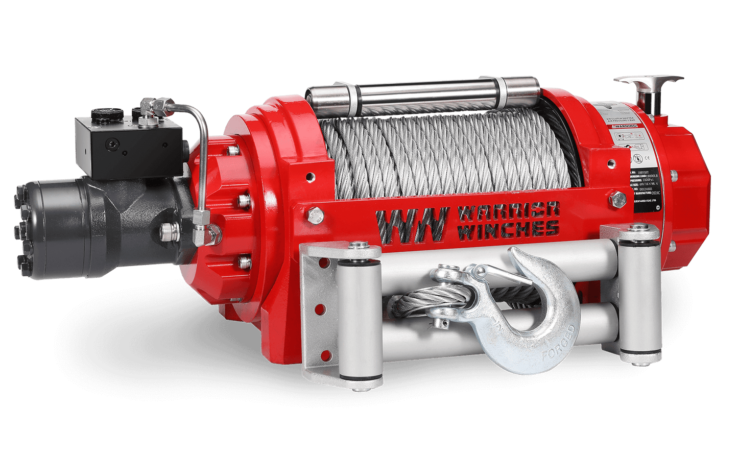 RV15 15,000lb (6.8 Ton) Industrial Hydraulic Winch - Steel Rope