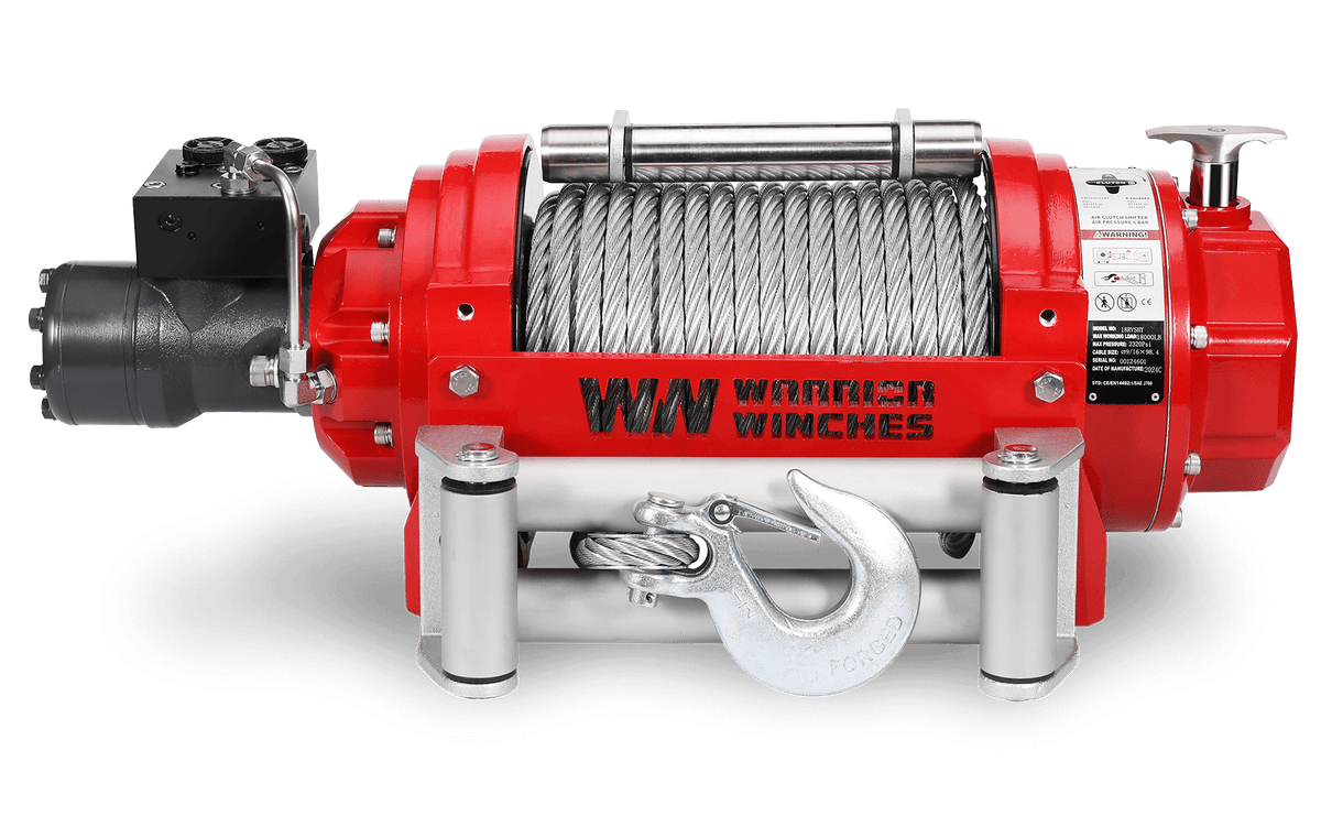 RV15 15,000lb (6.8 Ton) Industrial Hydraulic Winch - Steel Rope