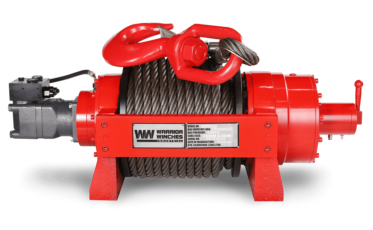JR20 44,000lb (20 Ton) Industrial Hydraulic Winch - Steel Rope