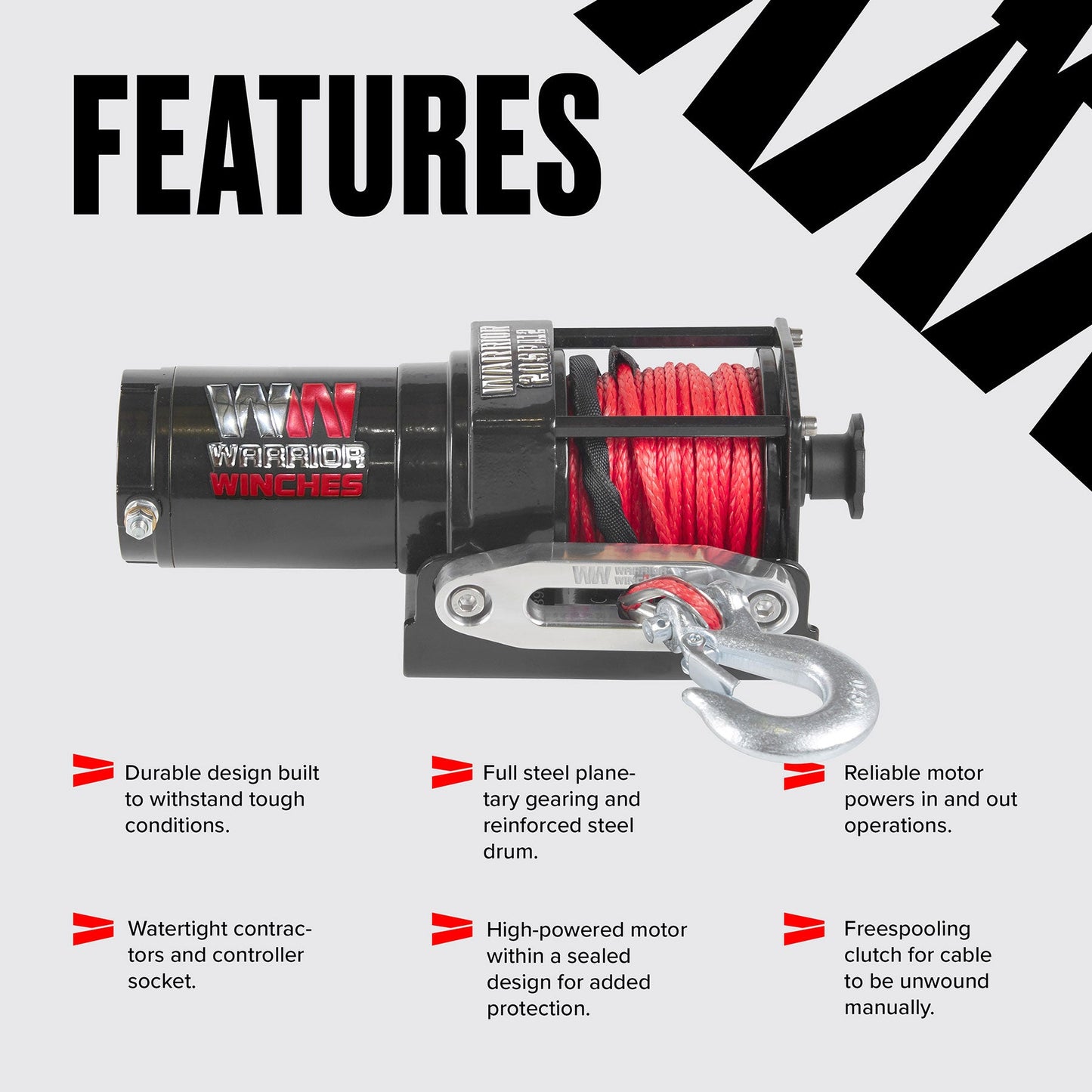 Ninja 2,000lb Electric Winch - 12v Synthetic Rope