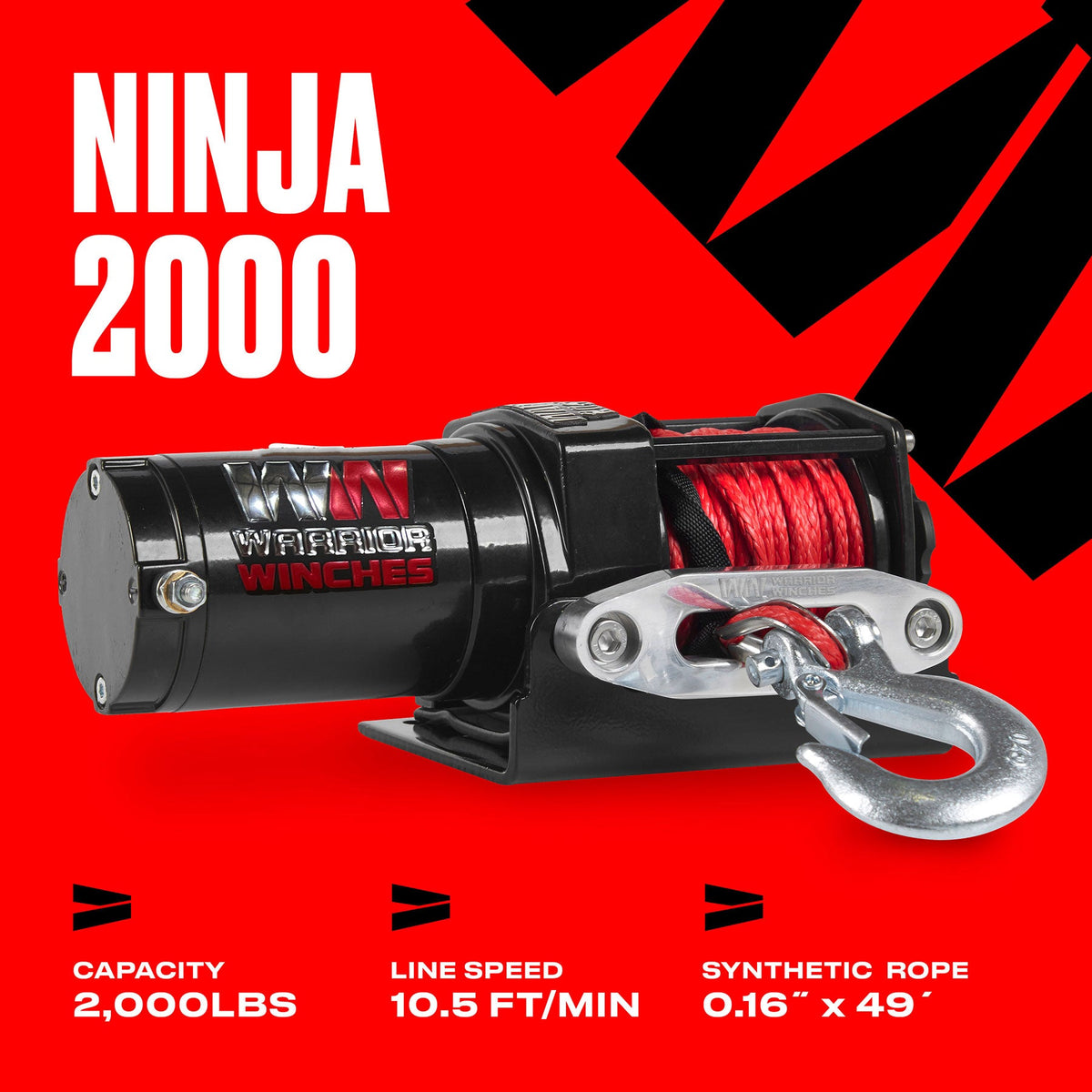 Ninja 2,000lb Electric Winch - 12v Synthetic Rope