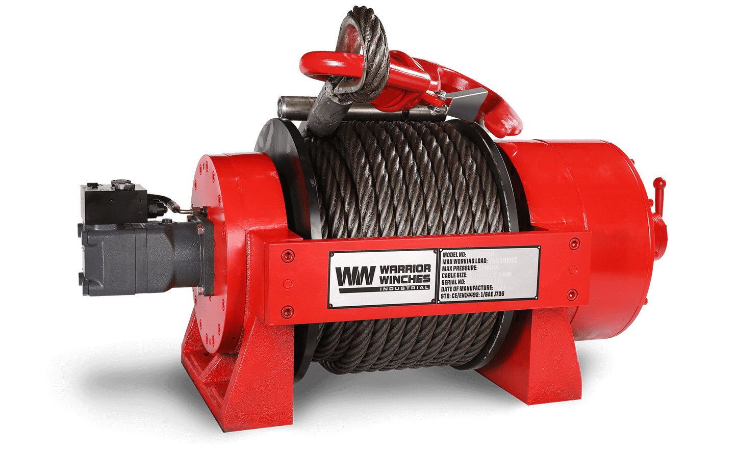 JR25 55,000lb (25 Ton) Industrial Hydraulic Winch - Steel Rope