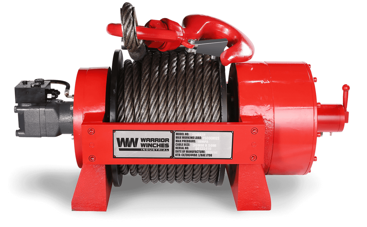 JR25 55,000lb (25 Ton) Industrial Hydraulic Winch - Steel Rope