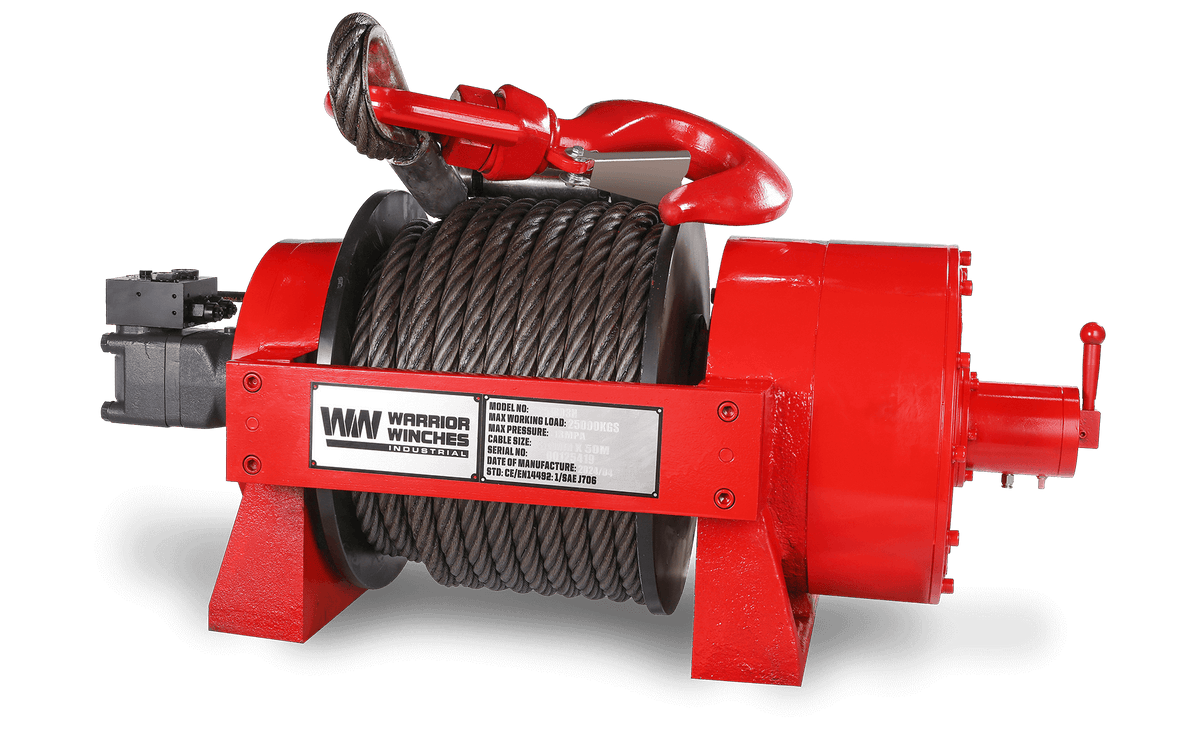 JR25 55,000lb (25 Ton) Industrial Hydraulic Winch - Steel Rope