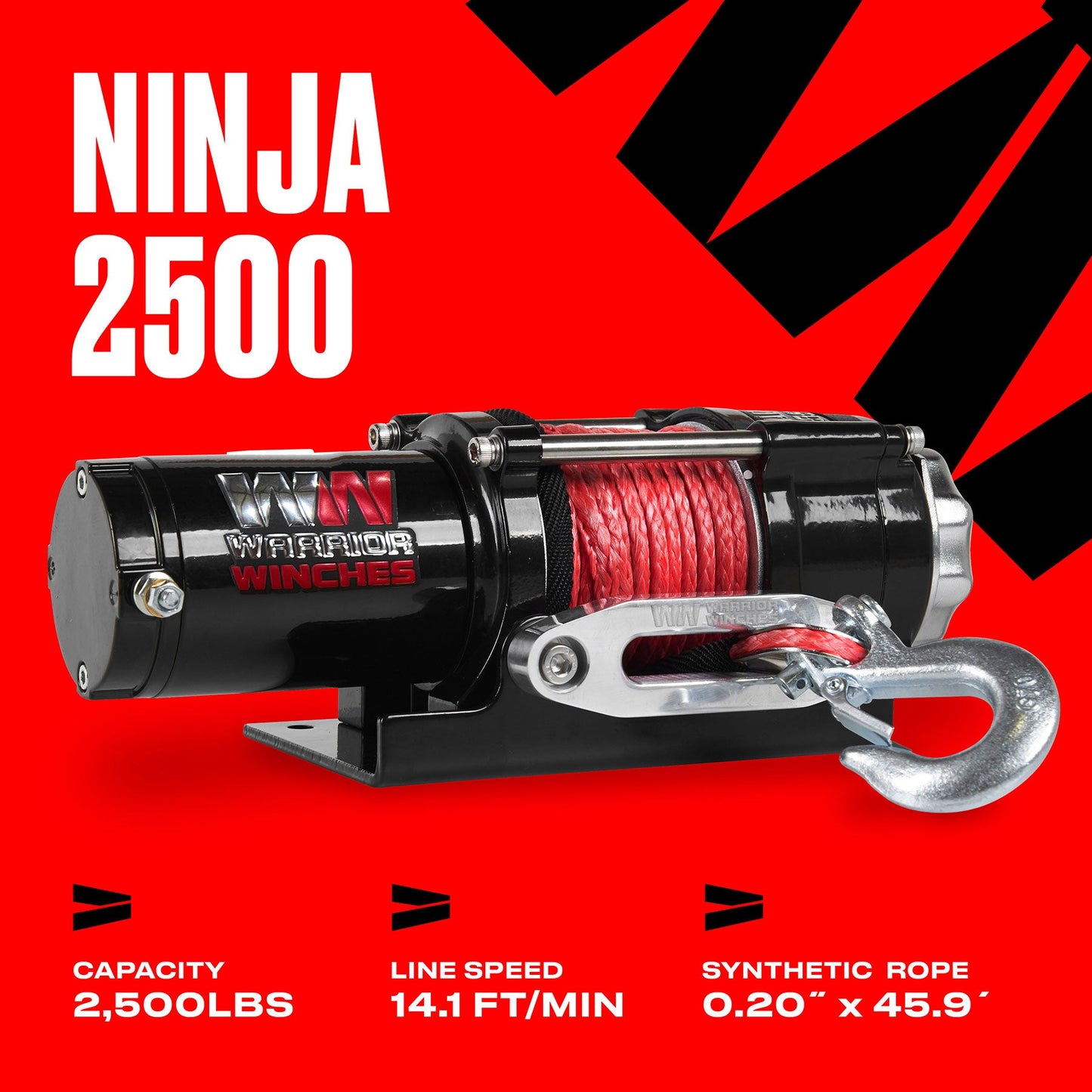 Ninja 2,500lb Electric Winch - 12v Synthetic Rope