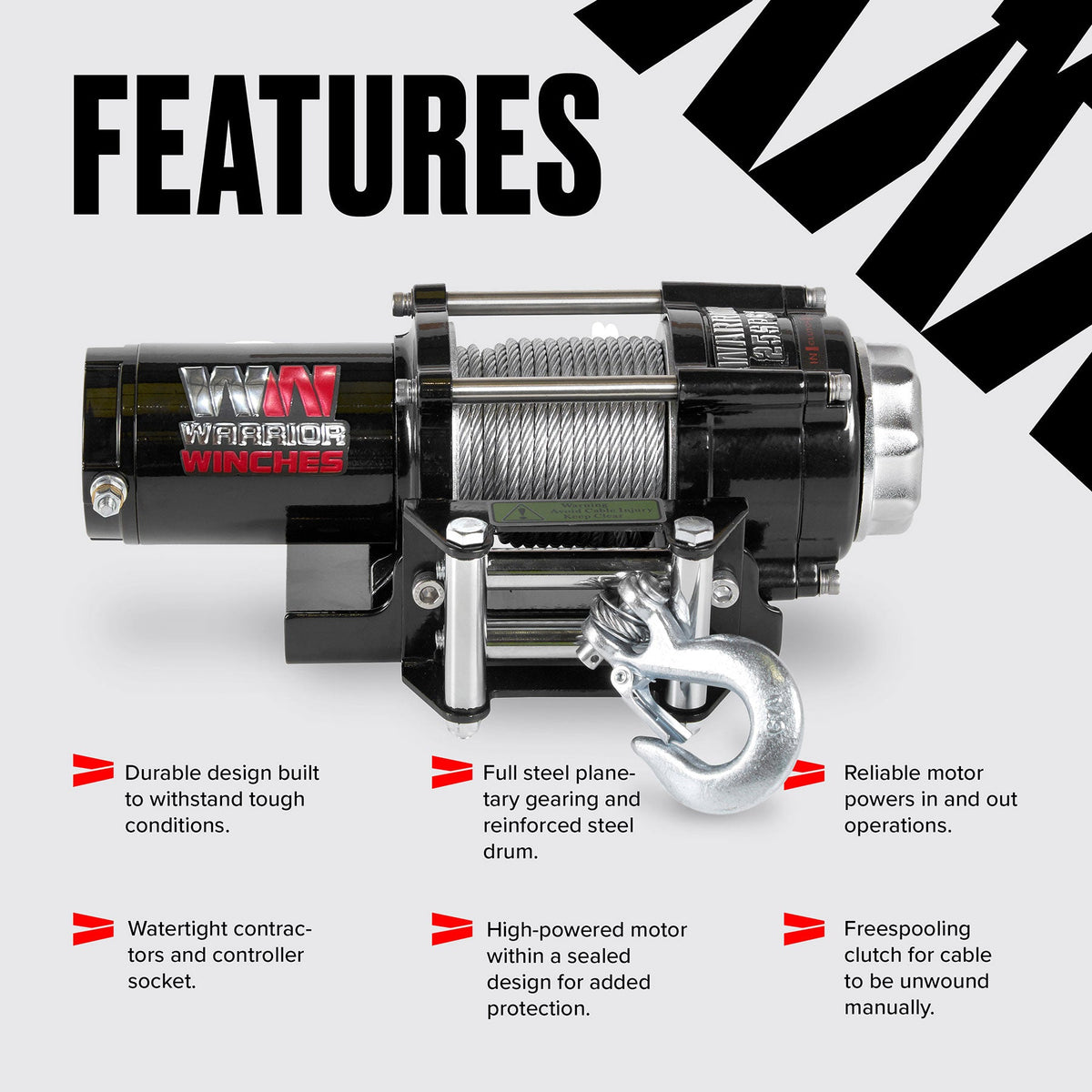 Ninja 2,500lb Electric Winch - 12v Steel Rope