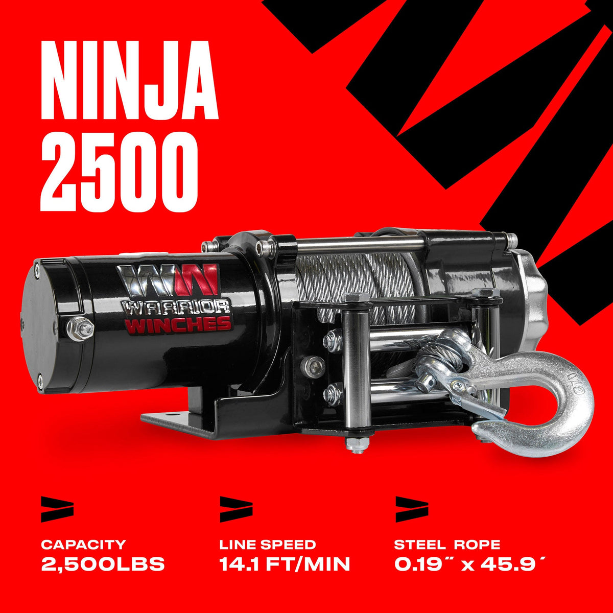 Ninja 2,500lb Electric Winch - 12v Steel Rope
