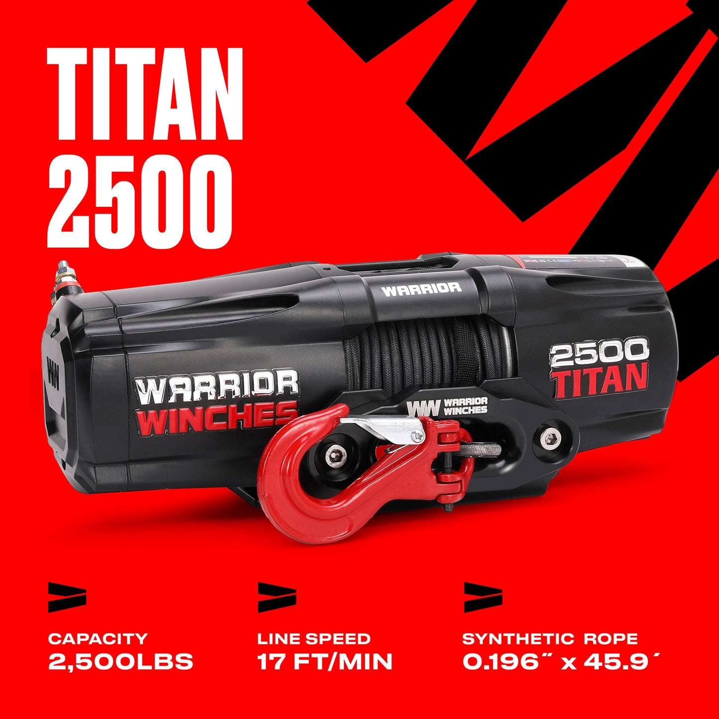 Titan 2,500lb Electric Winch - 12v Synthetic Rope