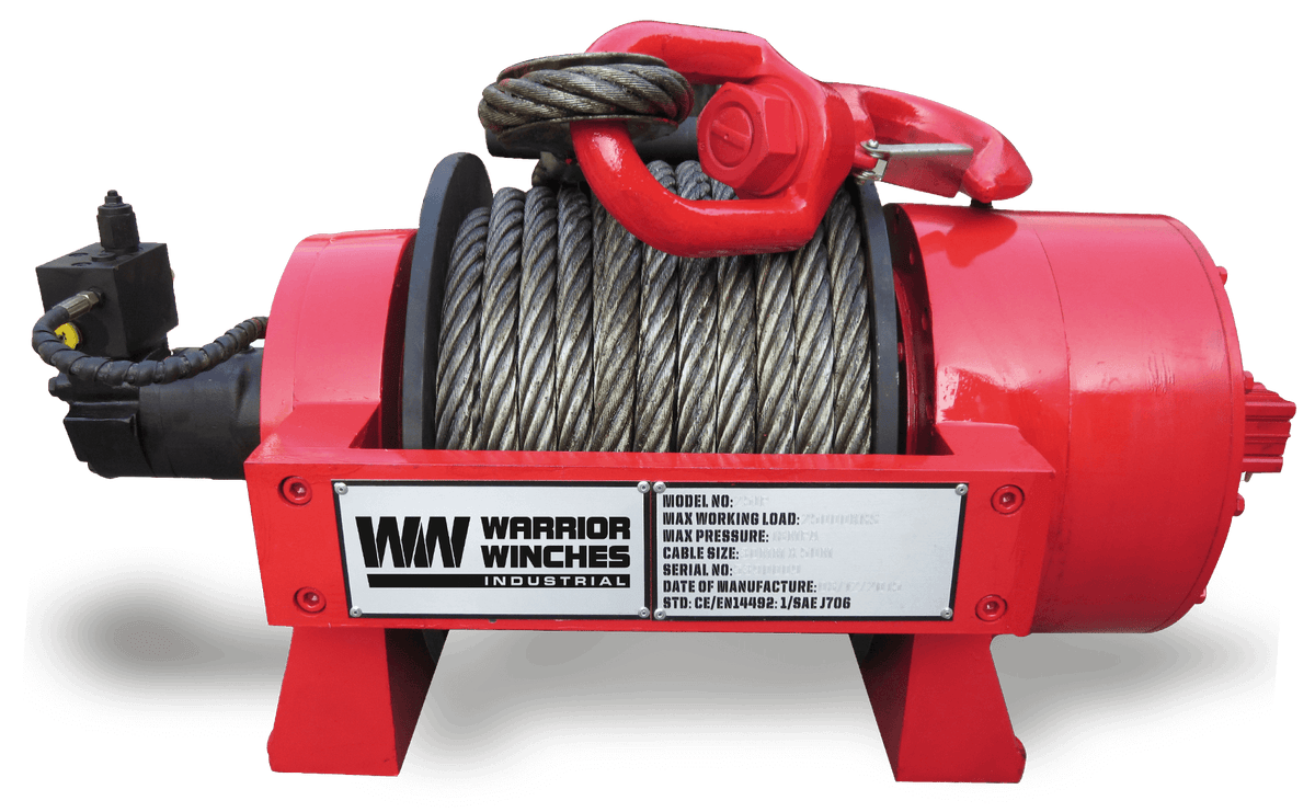 JP30 66,000lb (30 Ton) Industrial Hydraulic Winch - Steel Rope