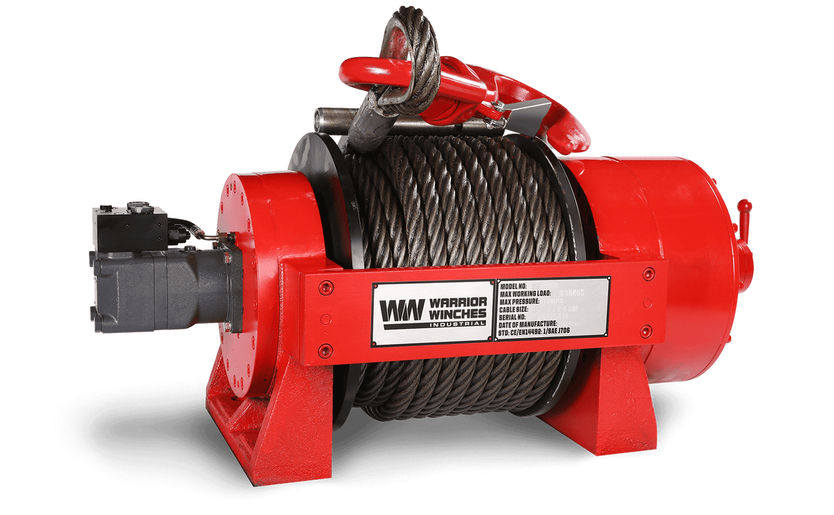 JR30 66,000lb (30 Ton) Industrial Hydraulic Winch - Steel Rope