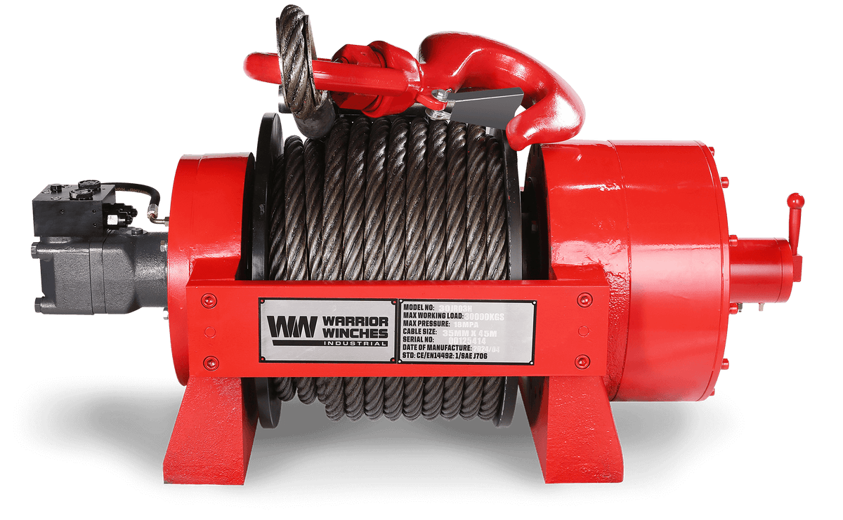 JR30 66,000lb (30 Ton) Industrial Hydraulic Winch - Steel Rope