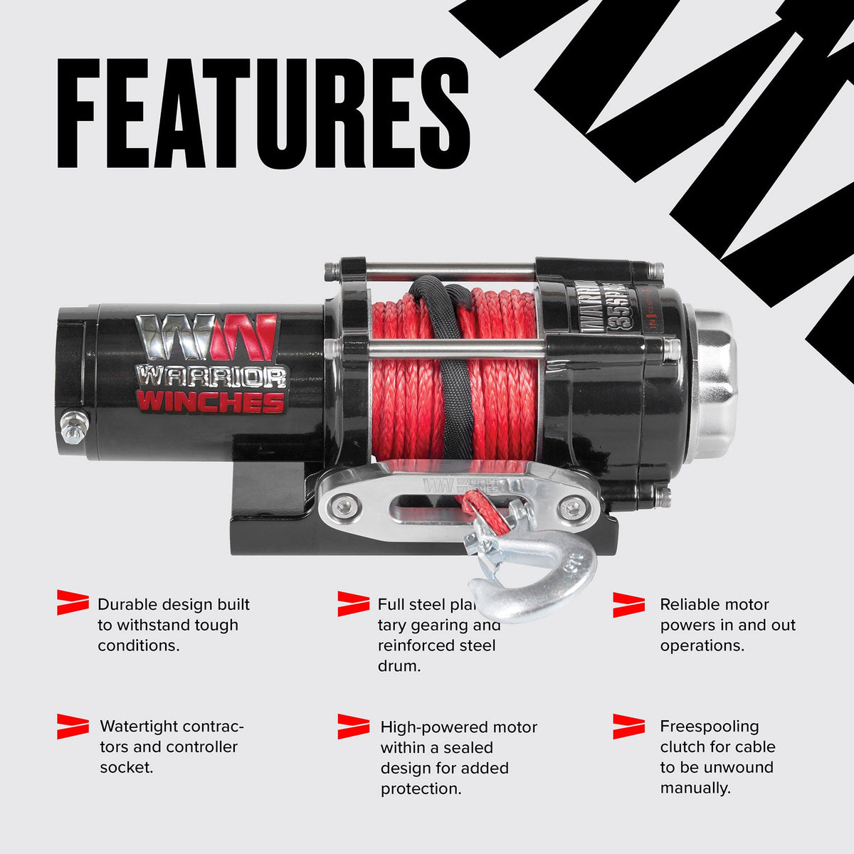 Ninja 3,500lb Electric Winch - 12v Synthetic Rope