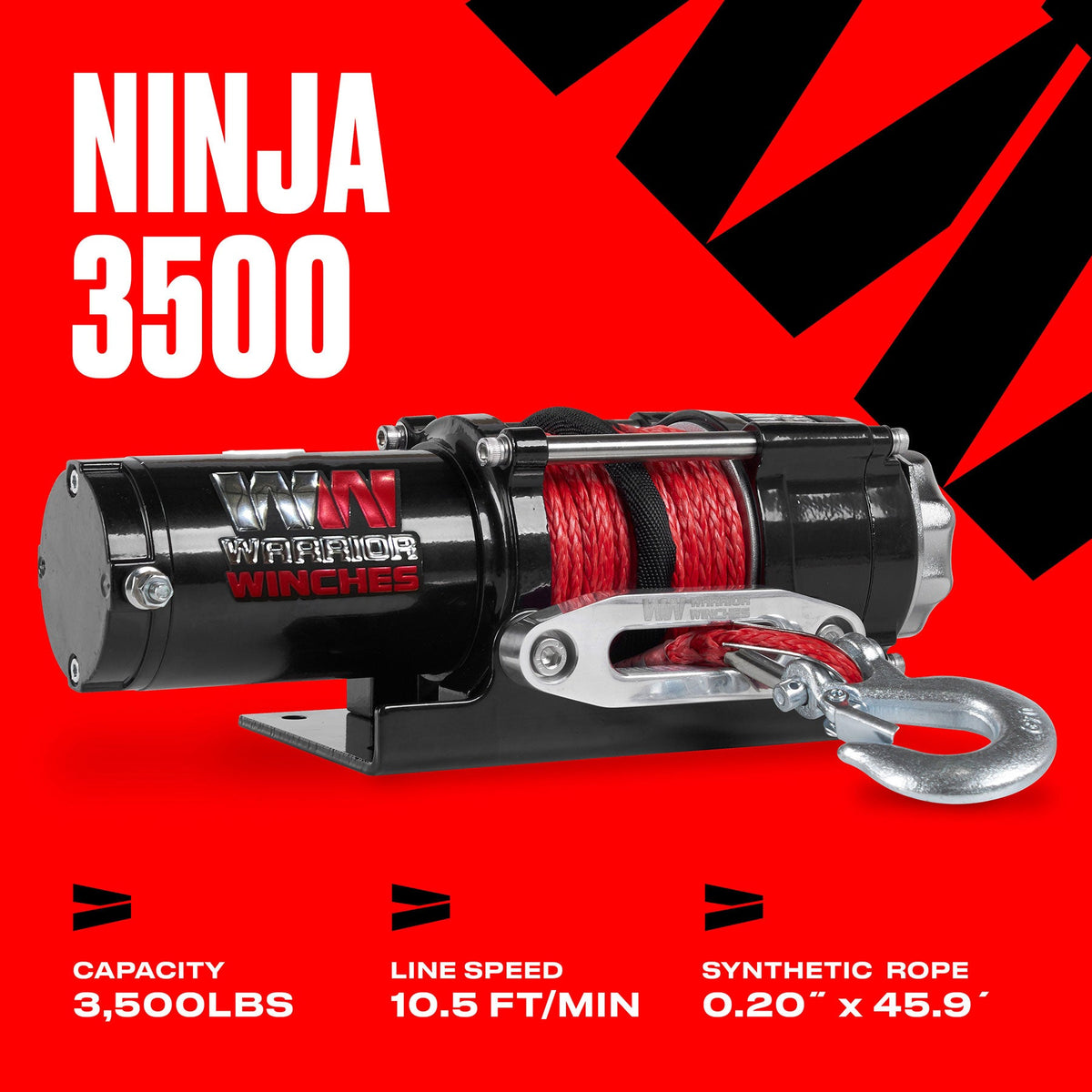 Ninja 3,500lb Electric Winch - 12v Synthetic Rope