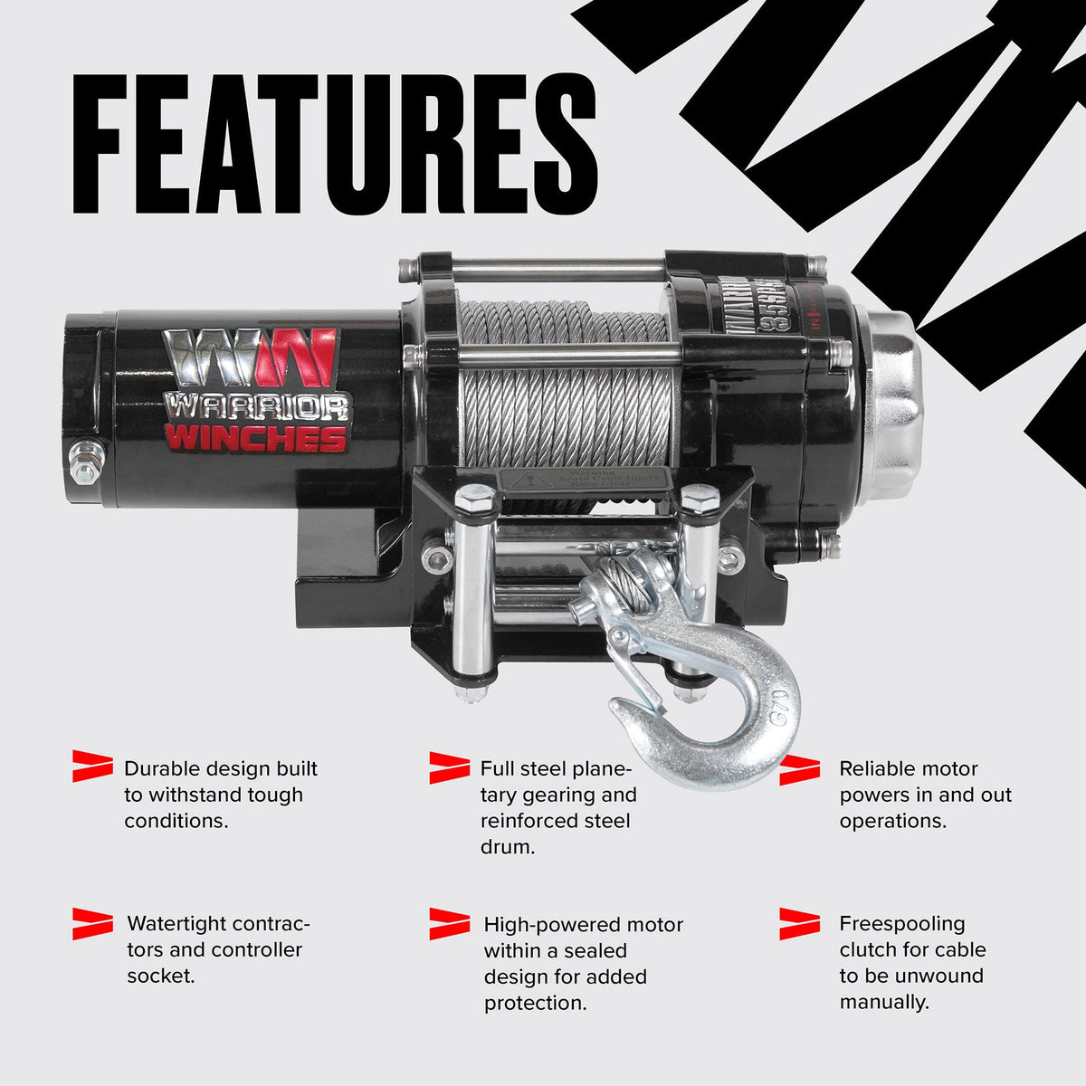 Ninja 3,500lb Electric Winch - 12v Steel Rope