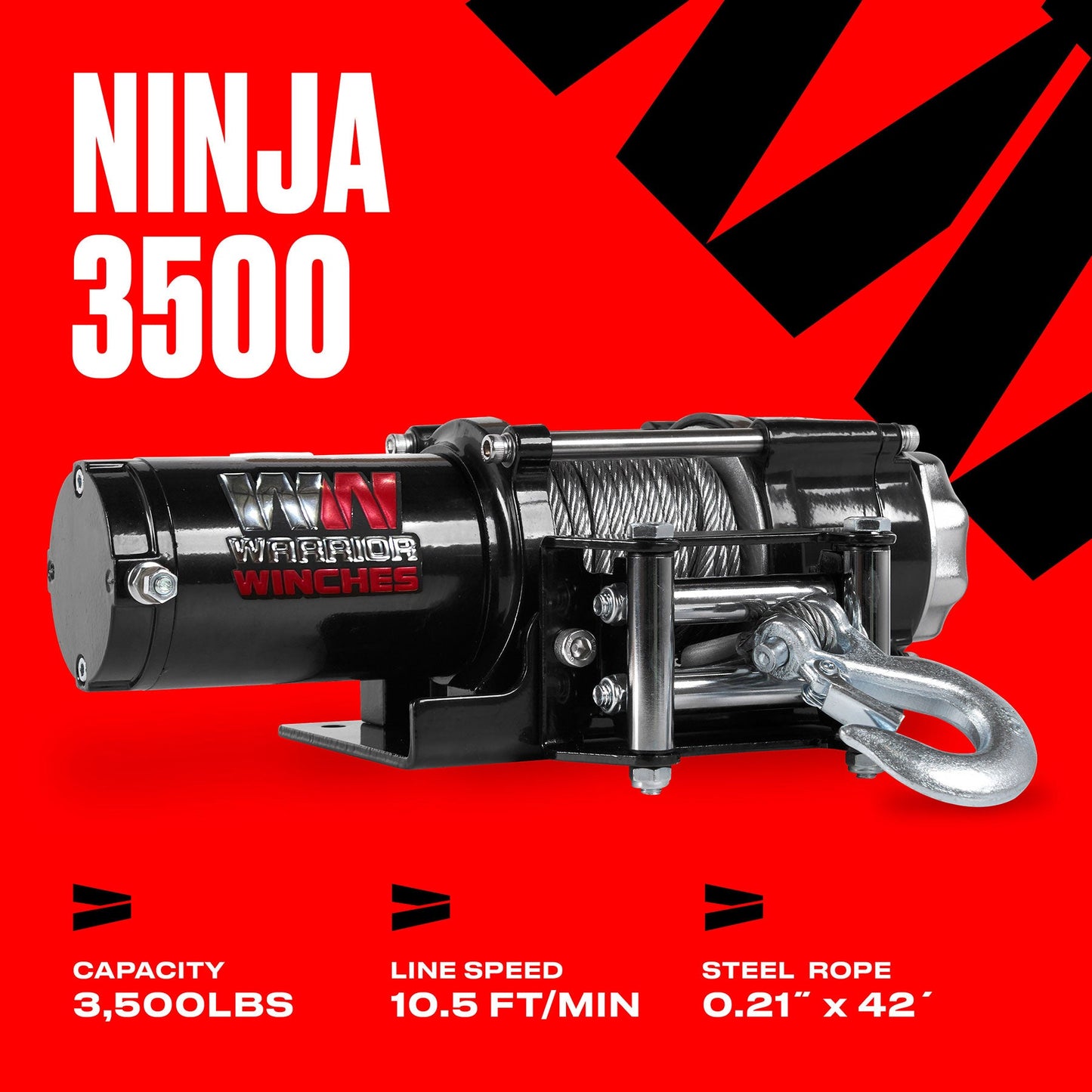 Ninja 3,500lb Electric Winch - 12v Steel Rope