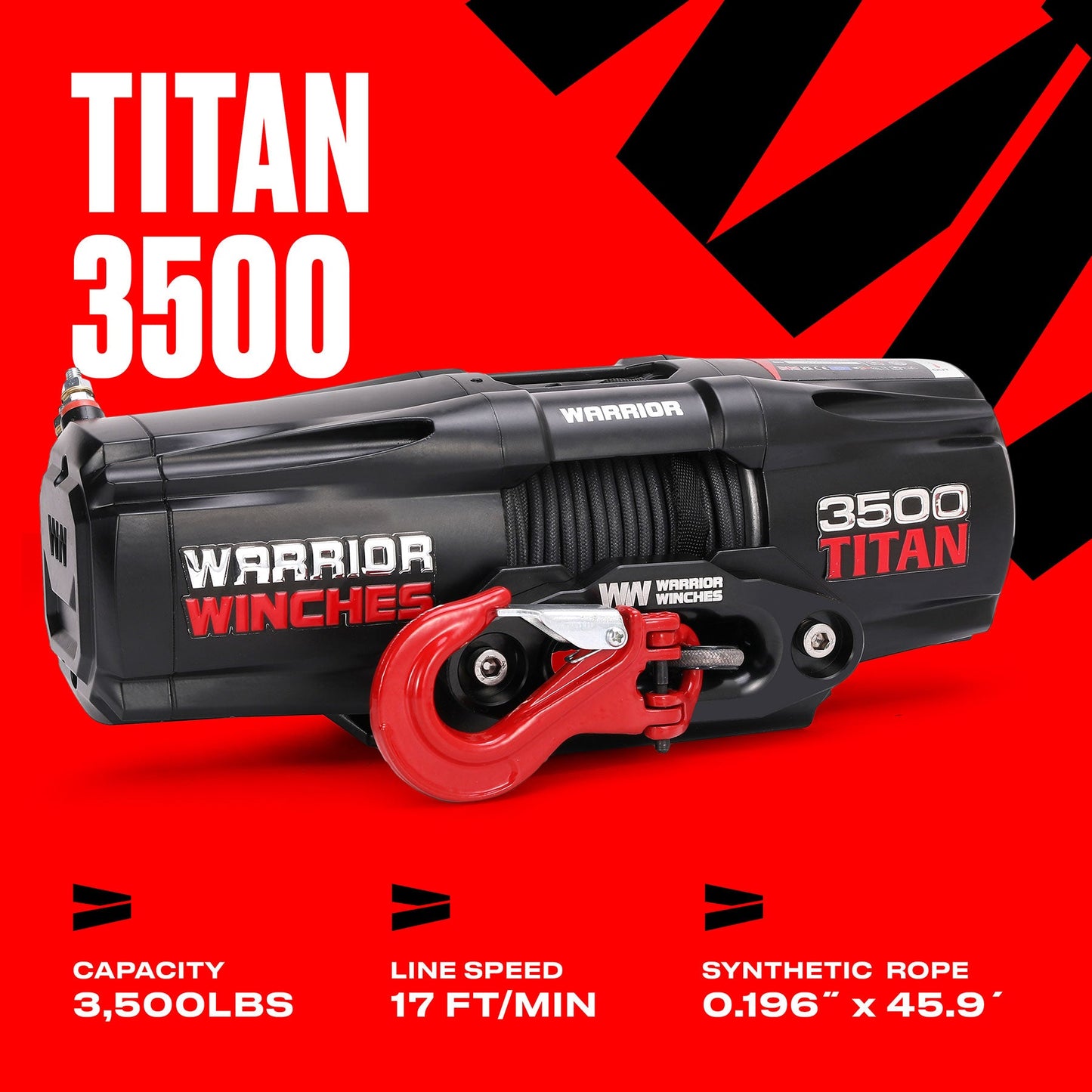 Titan 3,500lb Electric Winch - 12v Synthetic Rope