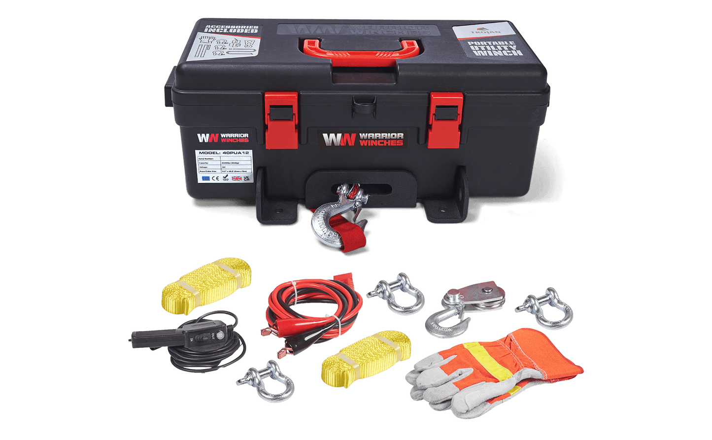 Trojan 4,000lb Portable Utility Winch - 12v Synthetic Rope