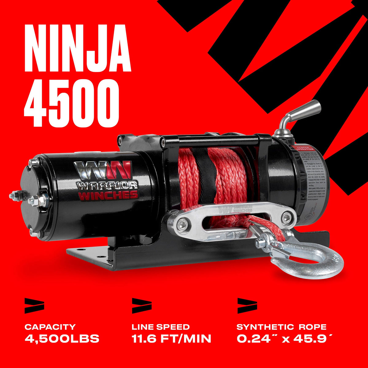 Ninja 4,500lb Electric Winch - 12v Synthetic Rope