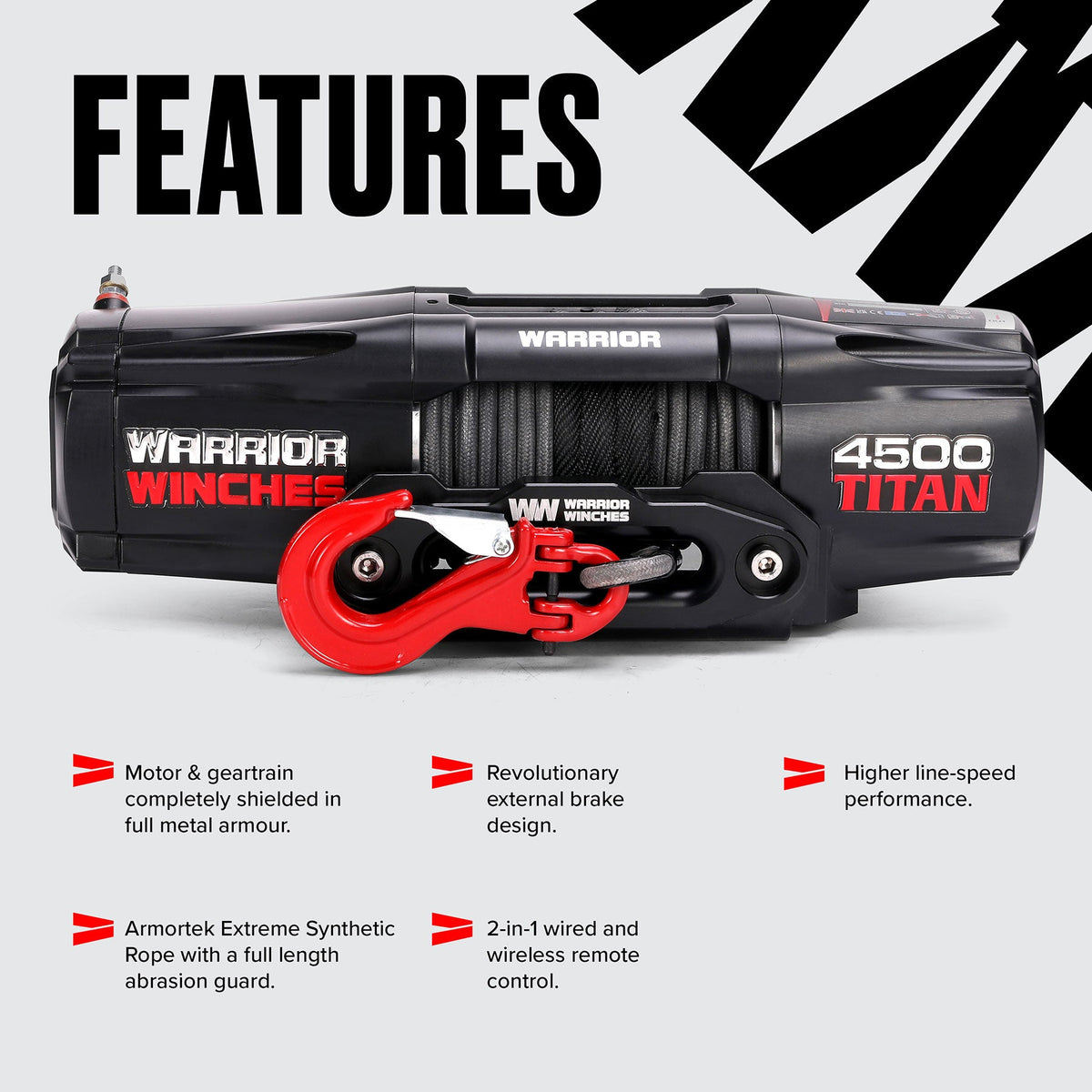 Titan 4,500lb Electric Winch - 12v Synthetic Rope