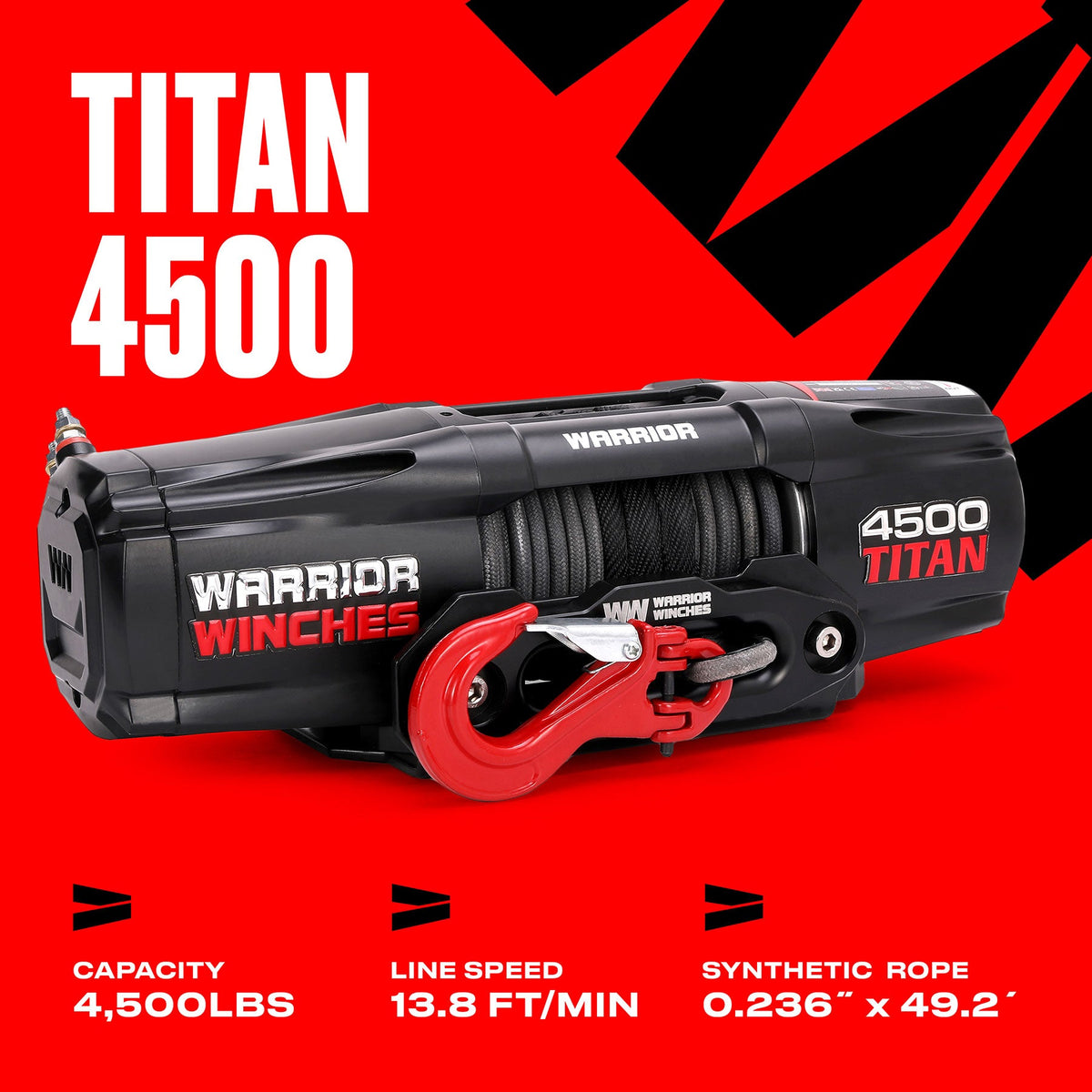 Titan 4,500lb Electric Winch - 12v Synthetic Rope