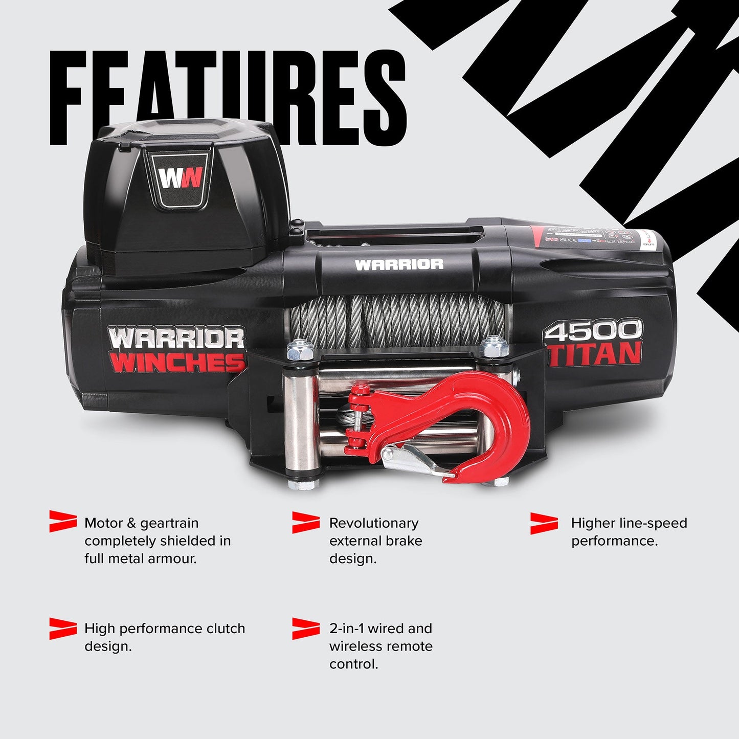 Titan 4,500lb Electric Winch - 12v Steel Rope
