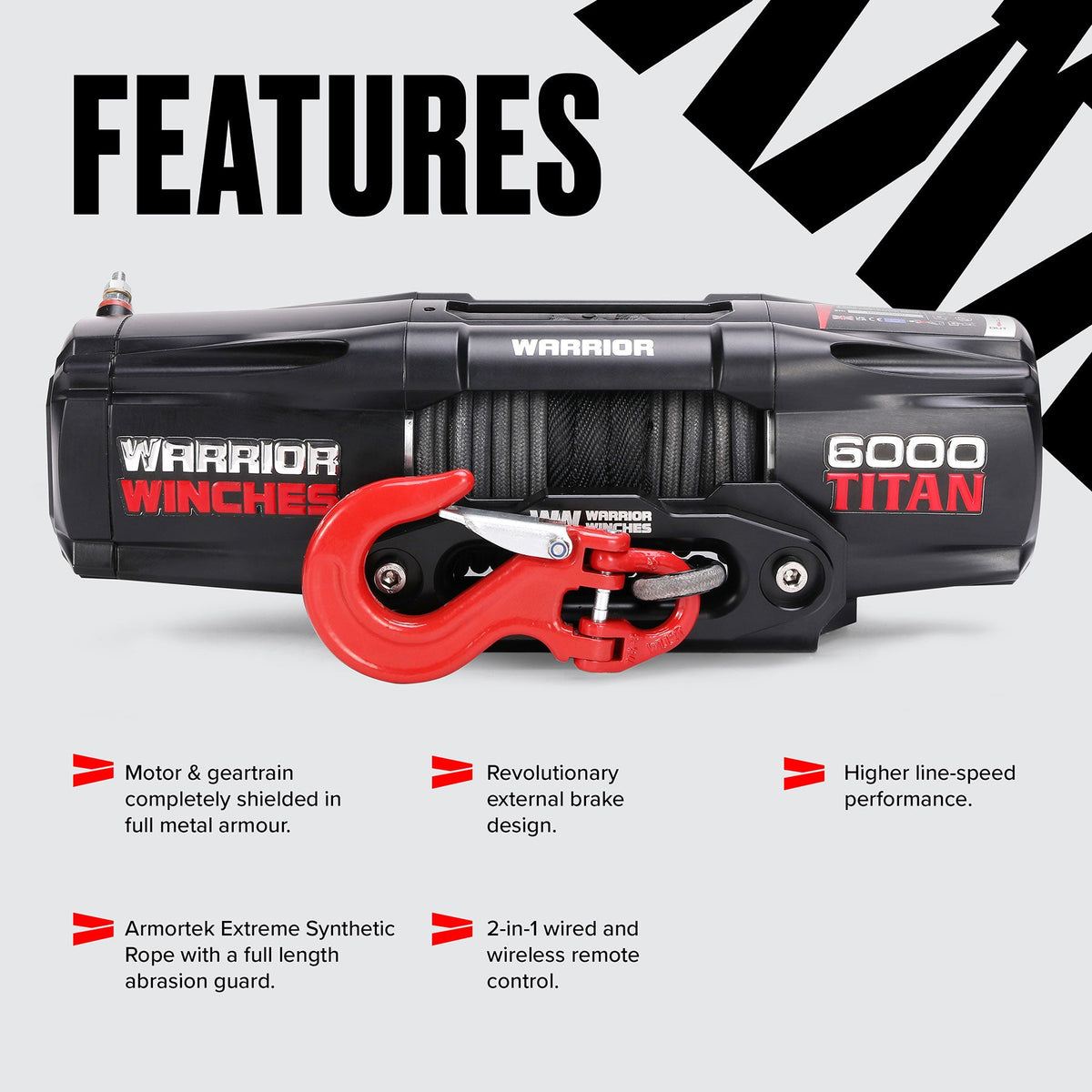 Titan 6,000lb Electric Winch - 12v Synthetic Rope