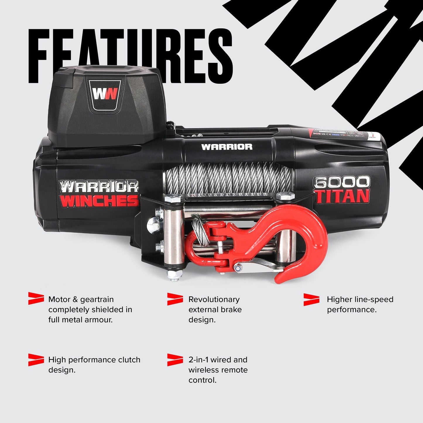 Titan 6,000lb Electric Winch - 12v Steel Rope
