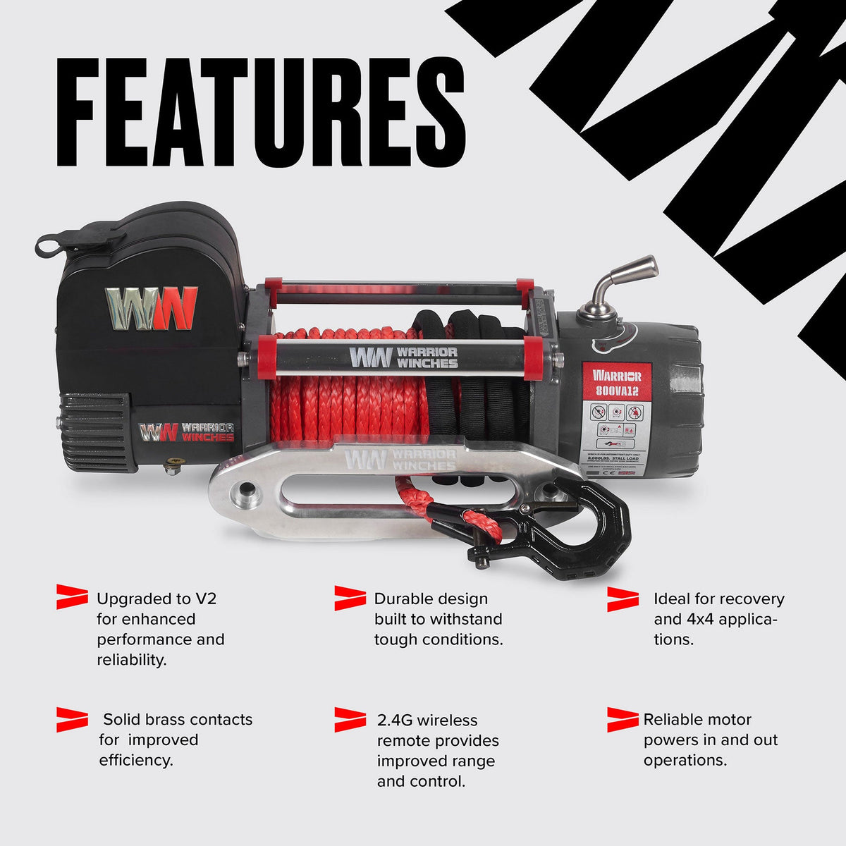 Samurai 8,000lb Electric Winch - 12v Synthetic Rope