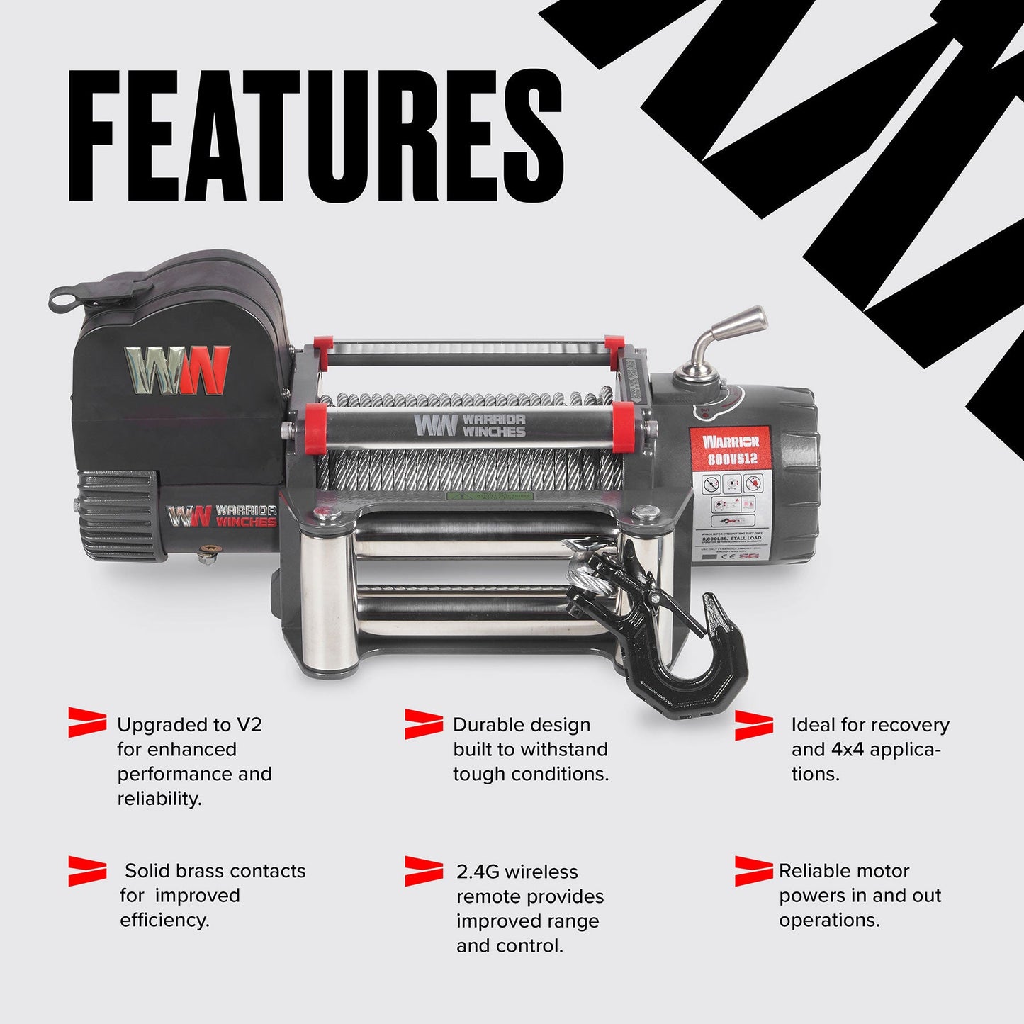 Samurai 8,000lb Electric Winch - 12v Steel Rope