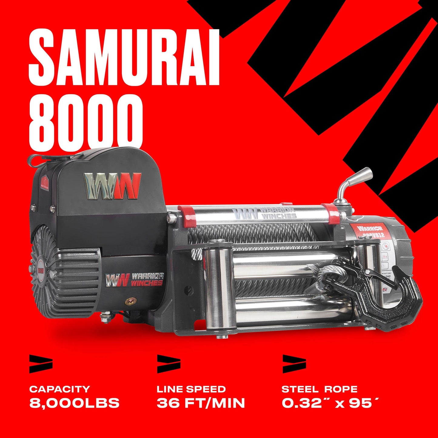 Samurai 8,000lb Electric Winch - 12v Steel Rope