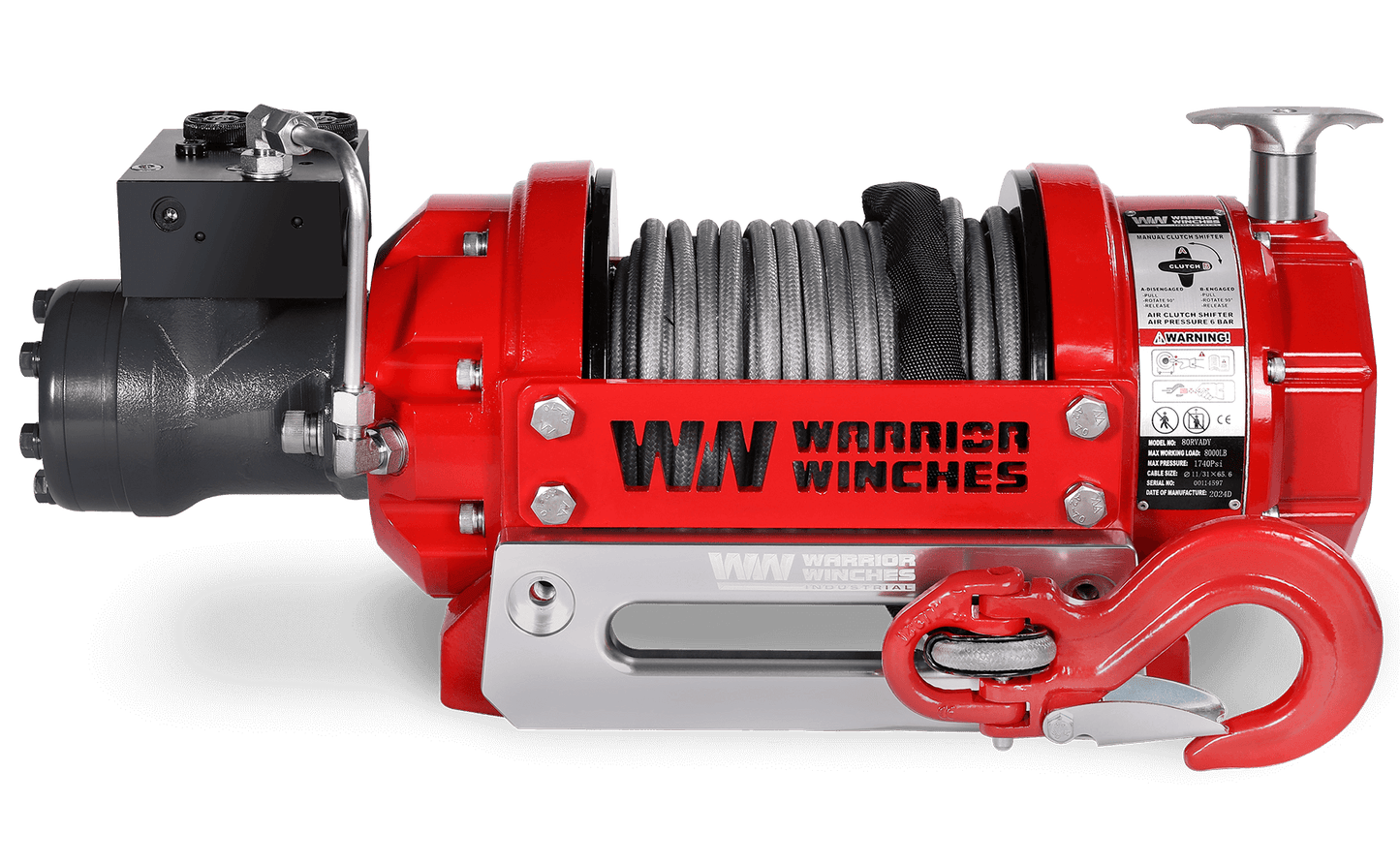 RV8 8,000lb (3.6 Ton) Hydraulic Short Drum Winch - Synthetic Rope