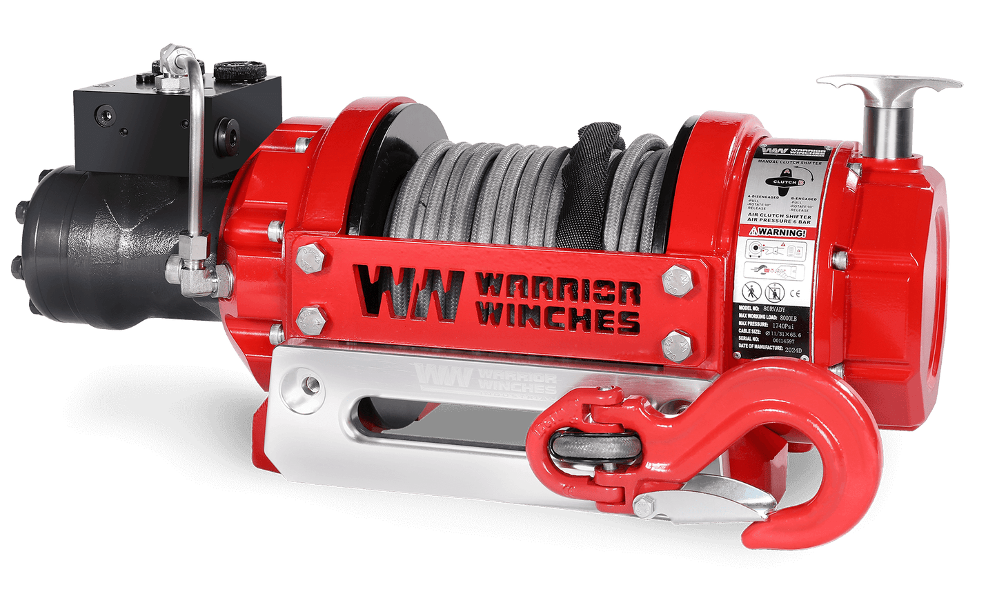RV8 8,000lb (3.6 Ton) Hydraulic Short Drum Winch - Synthetic Rope