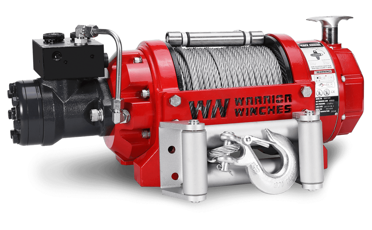 RV8 8,000lb (3.6 Ton) Short Drum Hydraulic Winch - Steel Rope