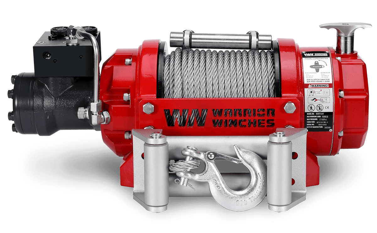 RV8 8,000lb (3.6 Ton) Short Drum Hydraulic Winch - Steel Rope