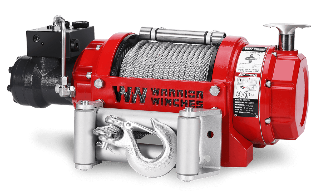 RV8 8,000lb (3.6 Ton) Short Drum Hydraulic Winch - Steel Rope