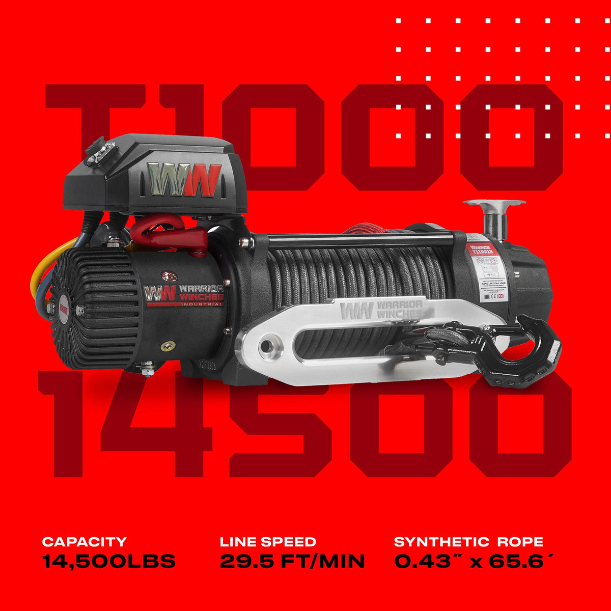 T1000 14,500lb Electric Winch - 12v Synthetic Rope