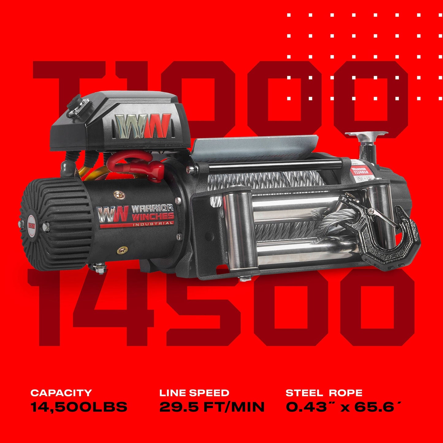 T1000 14,500lb Electric Winch - 12v Steel Rope