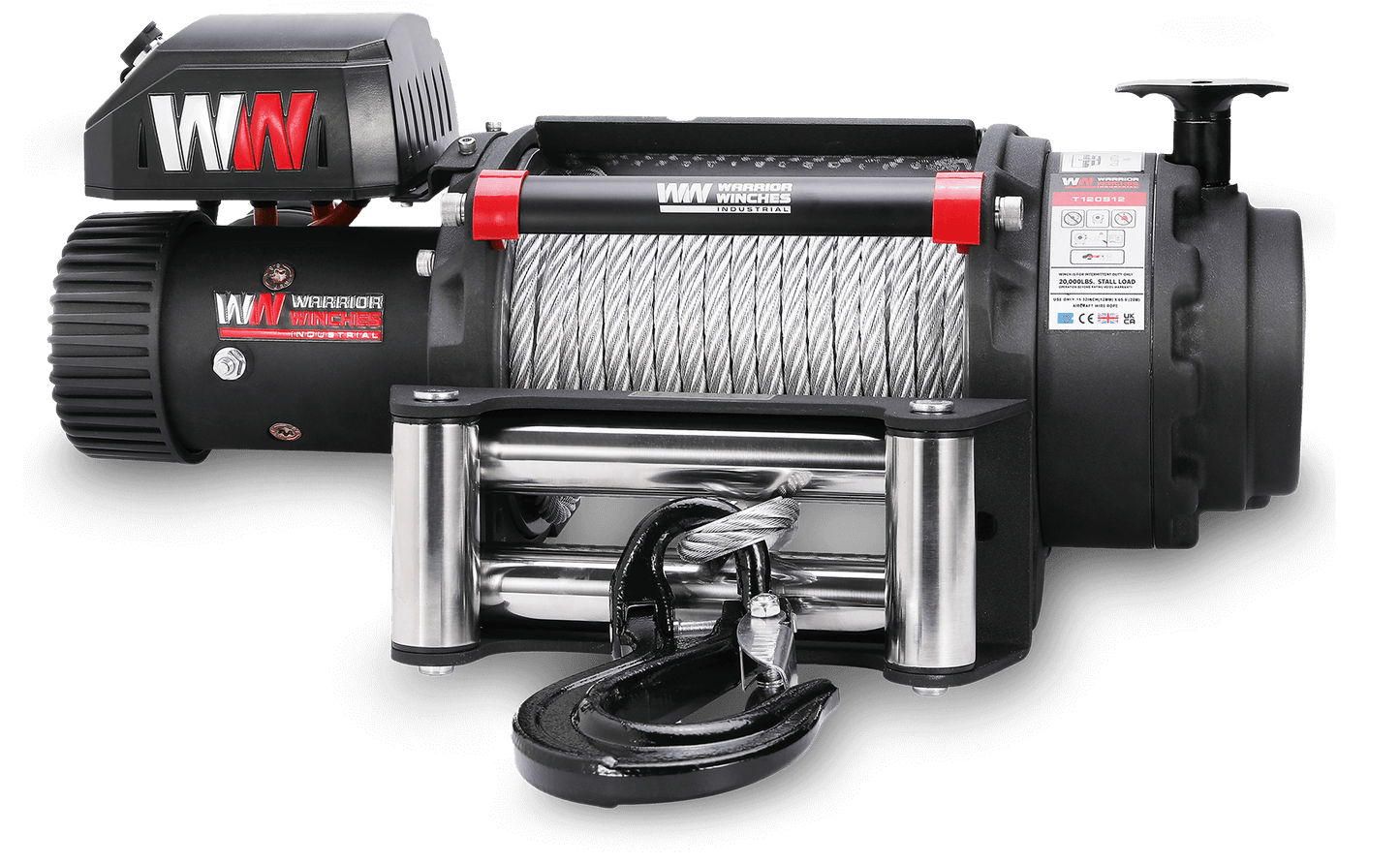 T1000 20,000lb Electric Winch - 12v Steel Rope