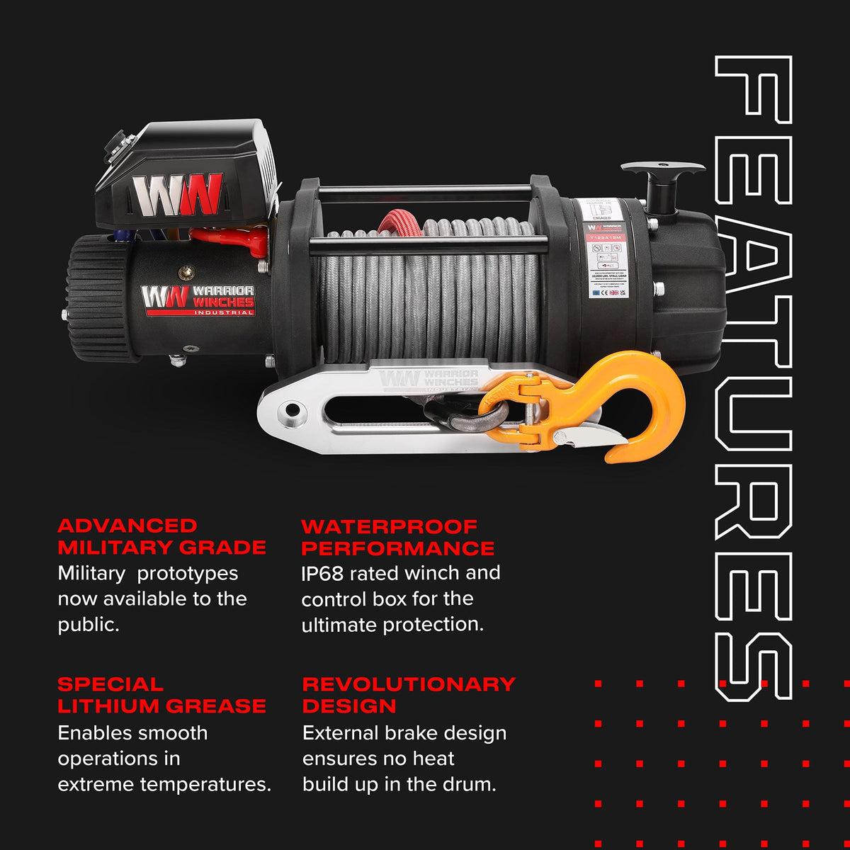 T1000 22,000lb Electric Winch - 12v Synthetic Rope