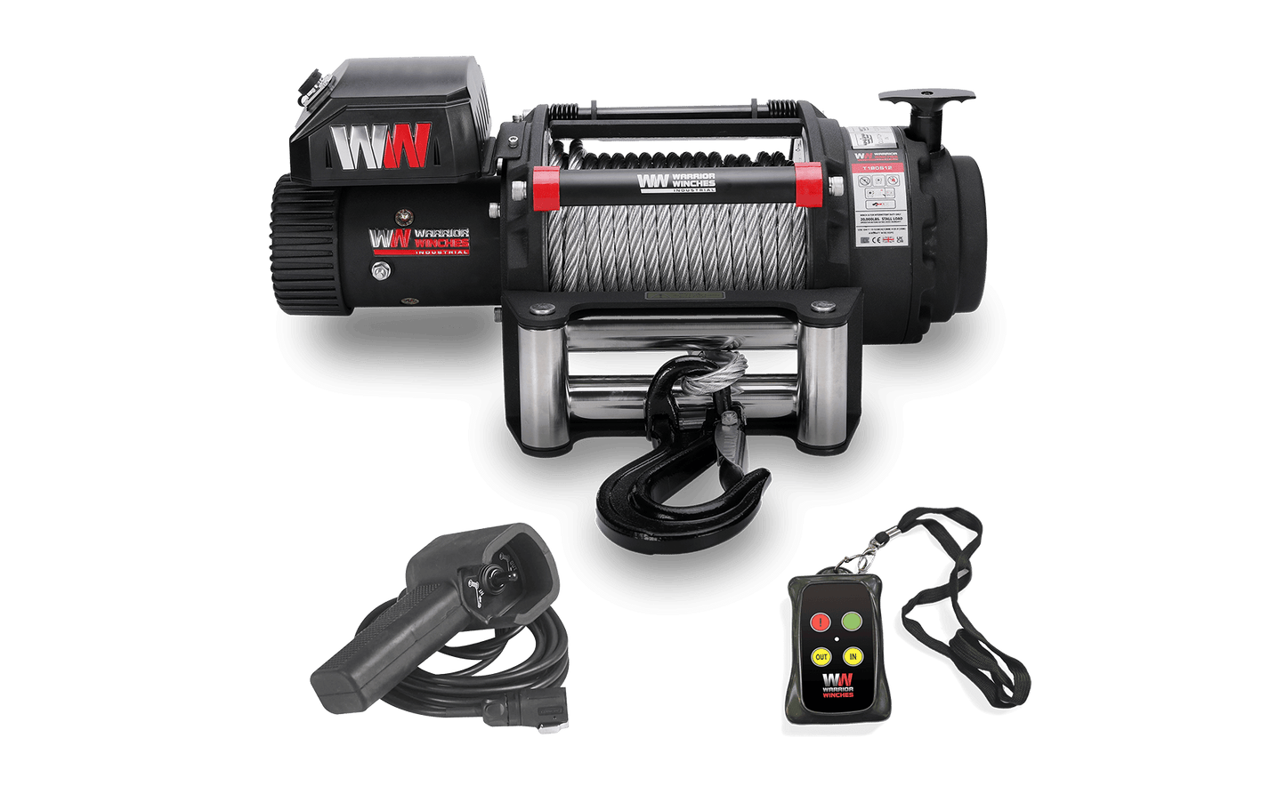 T1000 18,000lb Electric Winch - 12v Steel Rope