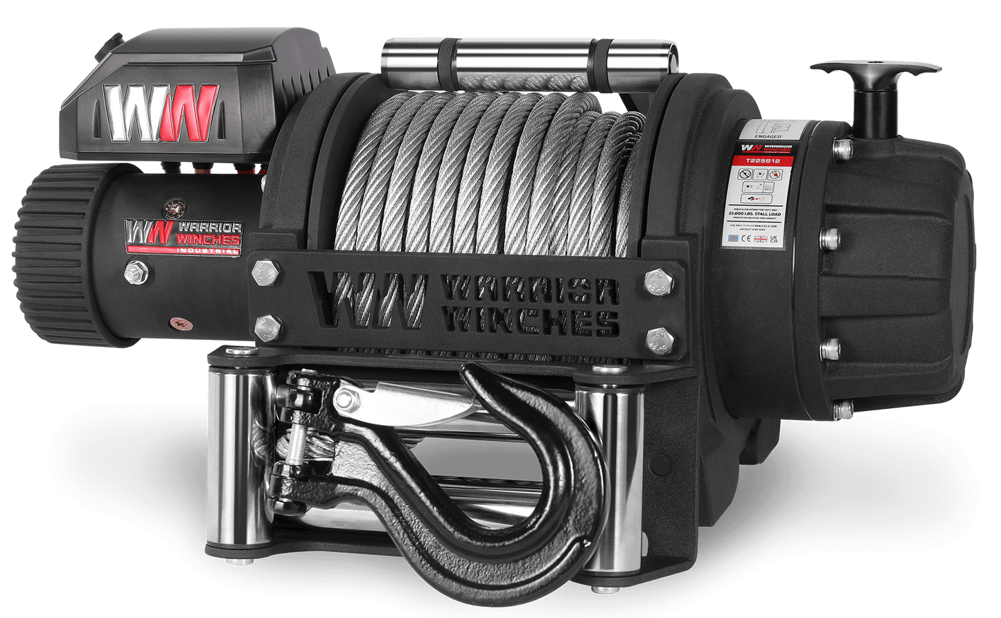 T1000 25,000lb Electric Winch - 12v Steel Rope