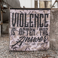 Load image into Gallery viewer, Violence Is Often The Answer 3'x3' Camo Flag