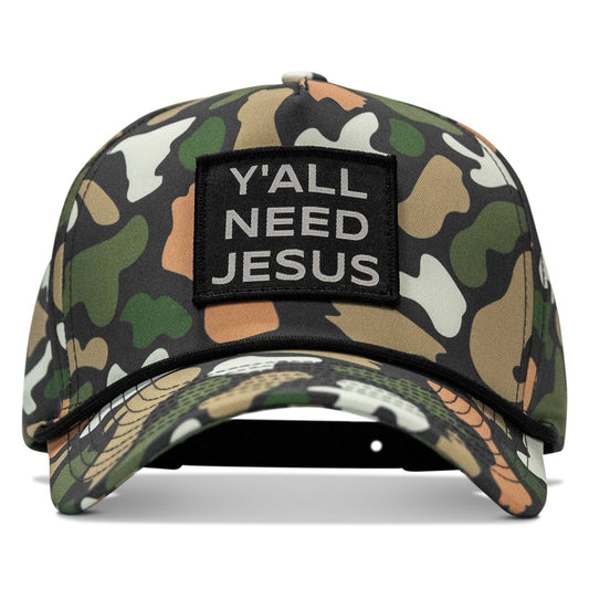 Y'all Need Jesus 5 Pannel Rope Snapback Hat