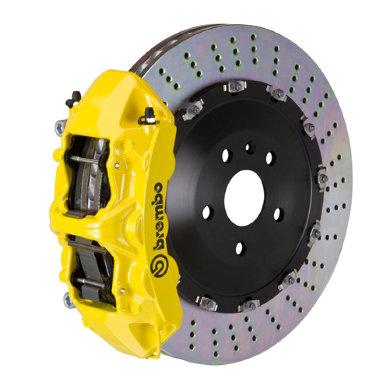 Brembo 03-08 SL55 AMG (Excl Black Series) Fr GT BBK 6Pist Cast 405x34 2pc Rotor Drilled- Yellow