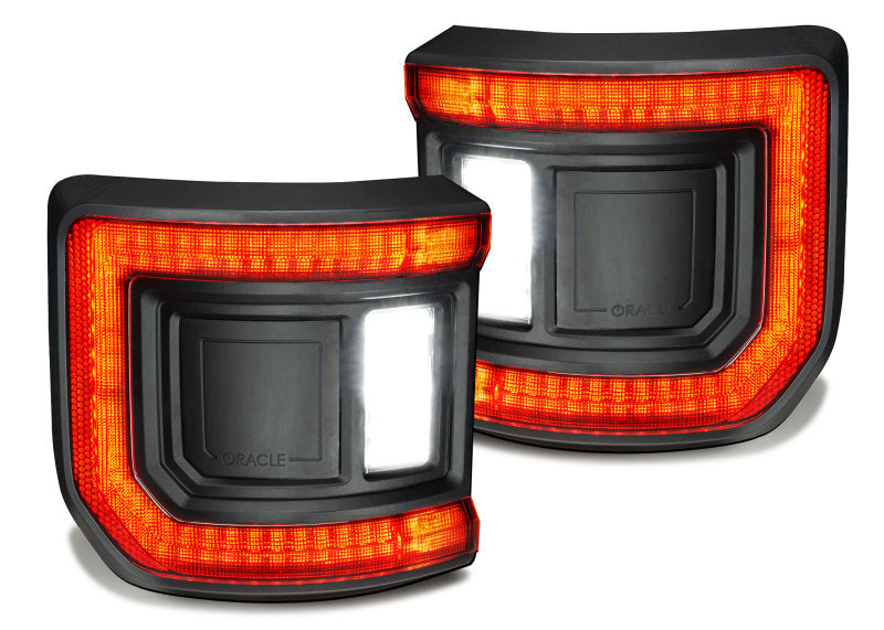 Jeep Gladiator JT showing off ORACLE Lighting Flush Mount LED Tail Lights during nighttime driving.